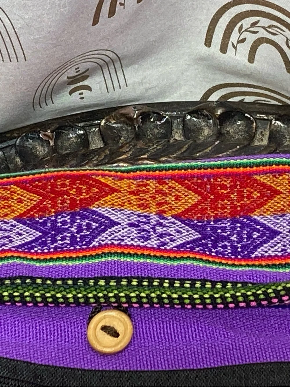 Handwoven Purple Crossbody Bag with Colorful Fringe